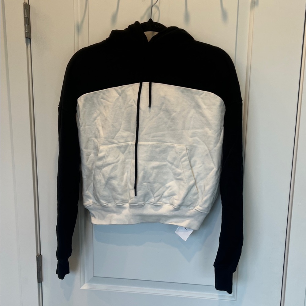 WARDROBE.NYC Women's Two-tone Cotton-Jersey Track Hoodie Size XS In Off-White
